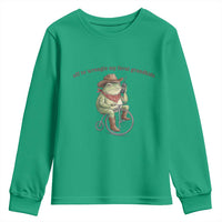 Off to Wrangle My Feral Grandkids Youth Sweatshirt Funny Cowboy Frog Grandpa Western Meme