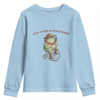 Off to Wrangle My Feral Grandkids Youth Sweatshirt Funny Cowboy Frog Grandpa Western Meme