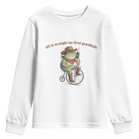 Off to Wrangle My Feral Grandkids Youth Sweatshirt Funny Cowboy Frog Grandpa Western Meme