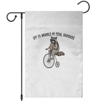 Off To Wranglin My Feral Grandkids Garden Flag Funny Raccoon Grandpa Father's Day Gift