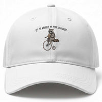 Off To Wranglin My Feral Grandkids Baseball Cap Funny Raccoon Grandpa Father's Day Gift