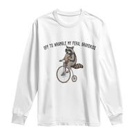 Off To Wranglin My Feral Grandkids Long Sleeve Shirt Funny Raccoon Grandpa Father's Day Gift