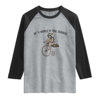 Off To Wranglin My Feral Grandkids Raglan Shirt Funny Raccoon Grandpa Father's Day Gift