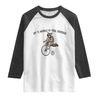 Off To Wranglin My Feral Grandkids Raglan Shirt Funny Raccoon Grandpa Father's Day Gift