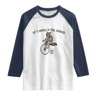 Off To Wranglin My Feral Grandkids Raglan Shirt Funny Raccoon Grandpa Father's Day Gift
