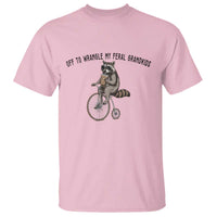 Off To Wranglin My Feral Grandkids T Shirt Funny Raccoon Grandpa Father's Day Gift