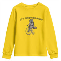 Off To Wranglin My Feral Grandkids Youth Sweatshirt Funny Raccoon Grandpa Father's Day Gift