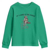 Off To Wranglin My Feral Grandkids Youth Sweatshirt Funny Raccoon Grandpa Father's Day Gift