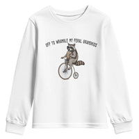 Off To Wranglin My Feral Grandkids Youth Sweatshirt Funny Raccoon Grandpa Father's Day Gift