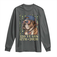 250 Years America Anniversary Long Sleeve Shirt Military Bulldog American Flag Camo