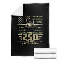 250 Years Anniversary Throw Blanket Patriotic Jet Fighter US Flag Camo