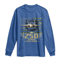 250 Years Anniversary Long Sleeve Shirt Patriotic Jet Fighter US Flag Camo
