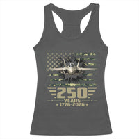250 Years Anniversary Racerback Tank Top Patriotic Jet Fighter US Flag Camo