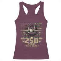 250 Years Anniversary Racerback Tank Top Patriotic Jet Fighter US Flag Camo