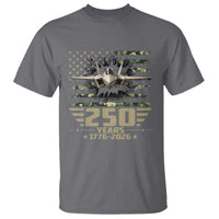 250 Years Anniversary T Shirt Patriotic Jet Fighter US Flag Camo