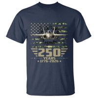 250 Years Anniversary T Shirt Patriotic Jet Fighter US Flag Camo