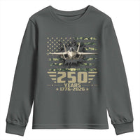 250 Years Anniversary Youth Sweatshirt Patriotic Jet Fighter US Flag Camo