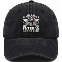 Military Family Veteran Support Washed Cotton Baseball Cap My Papa US Veteran My Hero