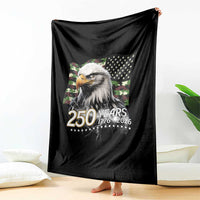 250 Years America Anniversary Throw Blanket Patriotic Bald Eagle Military Tactical American Flag Camo