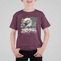 250 Years America Anniversary T Shirt For Kid Patriotic Bald Eagle Military Tactical American Flag Camo