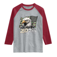 250 Years America Anniversary Raglan Shirt Patriotic Bald Eagle Military Tactical American Flag Camo