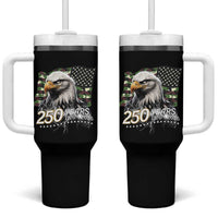 250 Years America Anniversary Tumbler With Handle Patriotic Bald Eagle Military Tactical American Flag Camo