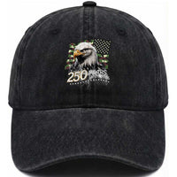 250 Years America Anniversary Washed Cotton Baseball Cap Patriotic Bald Eagle Military Tactical American Flag Camo