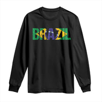 Brazil Brasil Flag Long Sleeve Shirt Vintage Distressed Brazil
