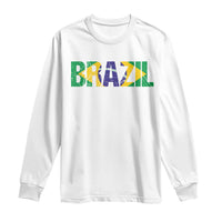 Brazil Brasil Flag Long Sleeve Shirt Vintage Distressed Brazil