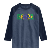 Brazil Brasil Flag Raglan Shirt Vintage Distressed Brazil