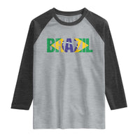 Brazil Brasil Flag Raglan Shirt Vintage Distressed Brazil