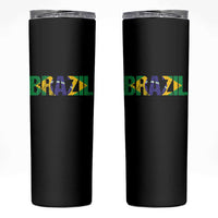Brazil Brasil Flag Skinny Tumbler Vintage Distressed Brazil