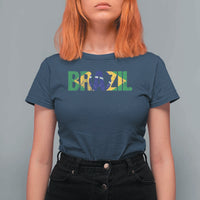 Brazil Brasil Flag T Shirt For Women Vintage Distressed Brazil
