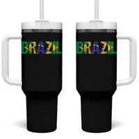 Brazil Brasil Flag Tumbler With Handle Vintage Distressed Brazil