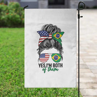Half American And Brazilian America Brazil Brasil Flag Girl Garden Flag Yes I'm Both of Them