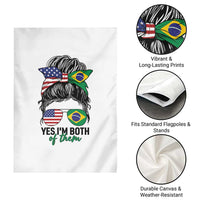 Half American And Brazilian America Brazil Brasil Flag Girl Garden Flag Yes I'm Both of Them