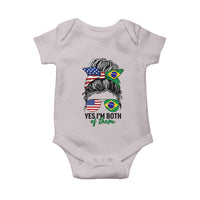 Half American And Brazilian America Brazil Brasil Flag Girl Baby Onesie Yes I'm Both of Them