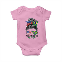 Half American And Brazilian America Brazil Brasil Flag Girl Baby Onesie Yes I'm Both of Them
