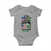 Half American And Brazilian America Brazil Brasil Flag Girl Baby Onesie Yes I'm Both of Them
