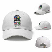Half American And Brazilian America Brazil Brasil Flag Girl Baseball Cap Yes I'm Both of Them