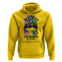 Half American And Brazilian America Brazil Brasil Flag Girl Hoodie Yes I'm Both of Them