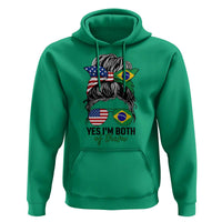 Half American And Brazilian America Brazil Brasil Flag Girl Hoodie Yes I'm Both of Them