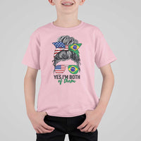 Half American And Brazilian America Brazil Brasil Flag Girl T Shirt For Kid Yes I'm Both of Them