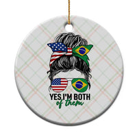 Half American And Brazilian America Brazil Brasil Flag Girl Ceramic Ornament Yes I'm Both of Them