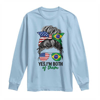 Half American And Brazilian America Brazil Brasil Flag Girl Long Sleeve Shirt Yes I'm Both of Them