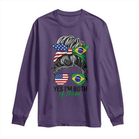 Half American And Brazilian America Brazil Brasil Flag Girl Long Sleeve Shirt Yes I'm Both of Them