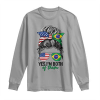 Half American And Brazilian America Brazil Brasil Flag Girl Long Sleeve Shirt Yes I'm Both of Them