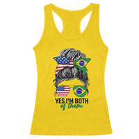 Half American And Brazilian America Brazil Brasil Flag Girl Racerback Tank Top Yes I'm Both of Them