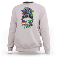 Half American And Brazilian America Brazil Brasil Flag Girl Sweatshirt Yes I'm Both of Them