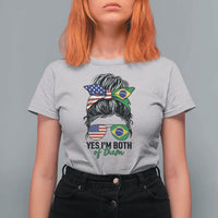 Half American And Brazilian America Brazil Brasil Flag Girl T Shirt For Women Yes I'm Both of Them